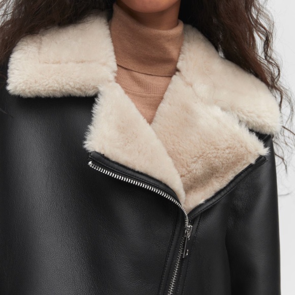 Mango Faux Leather Shearling Jacket - Picture 4 of 15